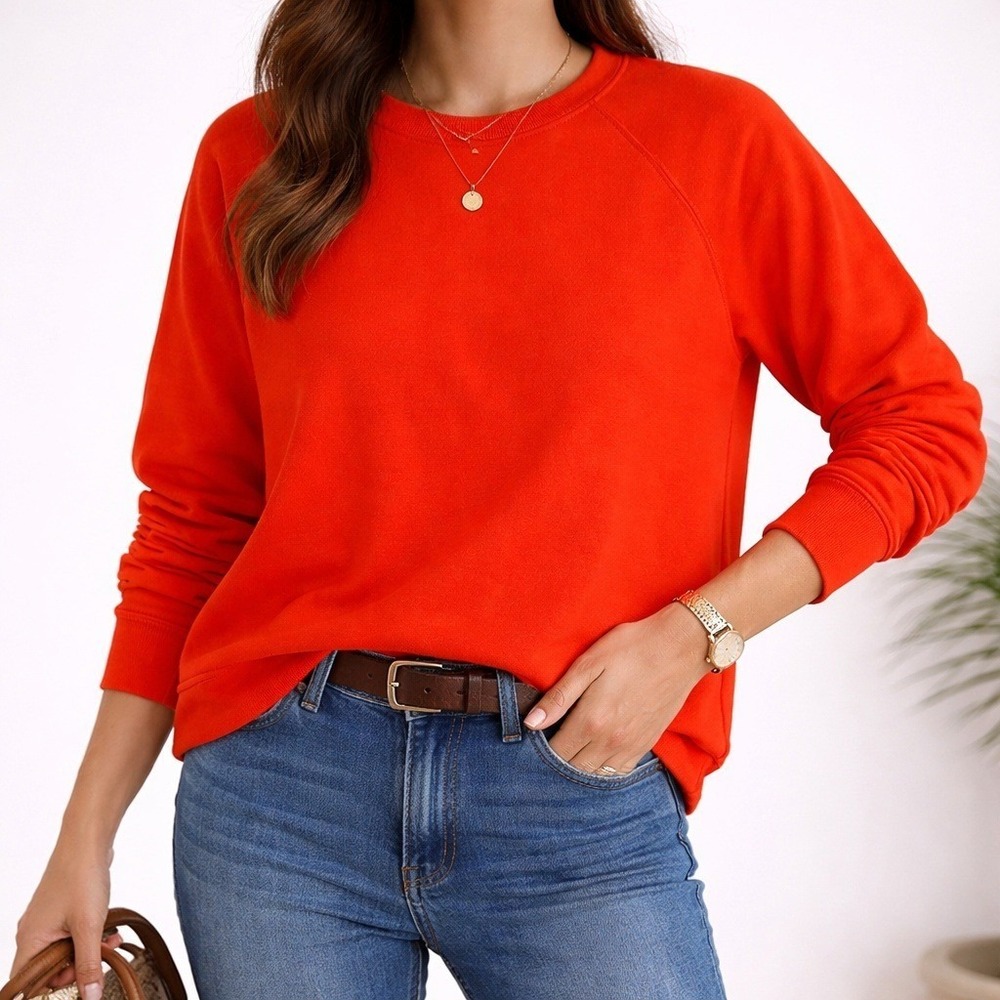 MYLES PRICE Orange Terry‎ Cloth Crewneck Sweatshirt Made in USA Size 2
